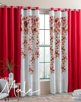 Cortina Estampada para Sala Vermelha