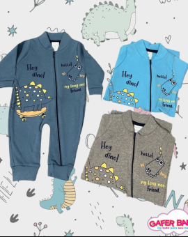 Macacão RN com Zíper Estampa de Dinossauro