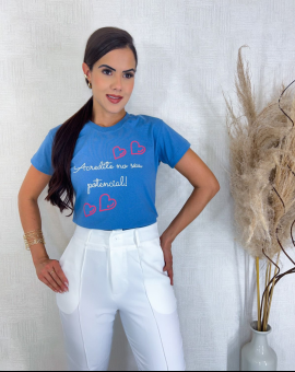 T-Shirt Feminina 100% Algodão com Estampa