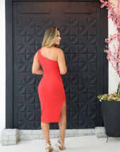 Vestido Midi Nula Manga Vermelho Atacado na Rua 44 Goiânia