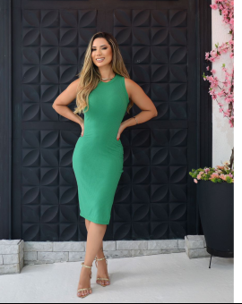 Vestido Midi Tubinho Verde Básico