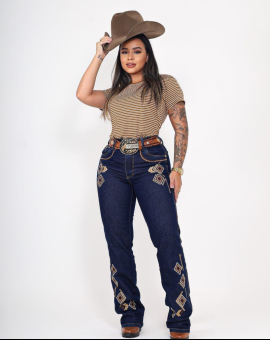 Calça Feminina Bordada Moda Country