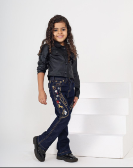 Calça Infantil Bordada para Menina Moda Country