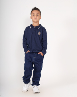 Camisa Polo Infantil Fio 30 Manga Longa