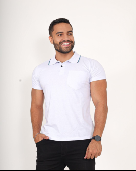 Camisa Polo Masculina Fio 30 Branca