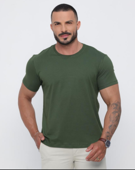 Camiseta Básica Gola O Masculina de Algodão