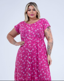 Camisola Plus Size Estampada Rosa