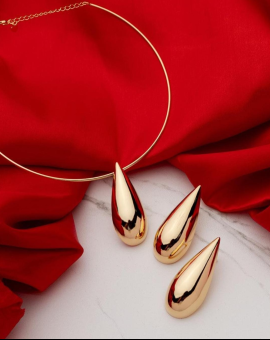 Conjunto Aro Gota Moderna Colar e Brinco