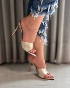 Tamanco Salto Fino Gringo Dourado