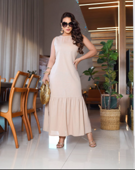 Vestido Longo de Babado Feminino Moda Evangélica