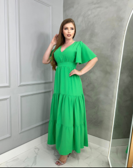 Vestido Longo Manga Morcego Liso