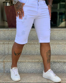 Bermuda Branca Masculina Colada com Destroyed