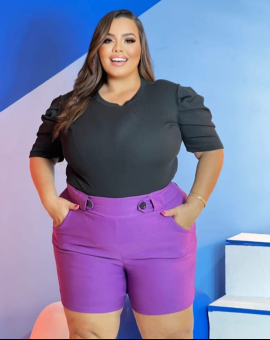Bermuda Plus Size Cós Passado Cintura Alta
