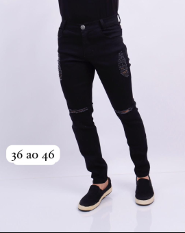 Calça Jeans Preta com Destroyed Skinny