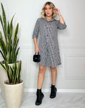 Chemise Preto e Branca com Listras Atacado na Rua 44 Goiânia