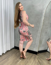 Vestido Curto Estampado no Suplex Atacado na Rua 44 Goiânia