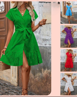 Vestido Curto Leve com Amarracao na Cintura