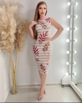 Vestido Midi Estampado Tubinho