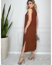 Vestido Midi Soltinho com Fenda Lateral Atacado na Rua 44 Goiânia