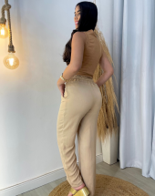 Calça Cintura Alta Feminina Bege Atacado na Rua 44 Goiânia