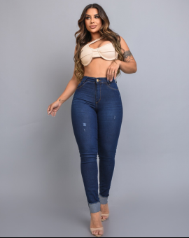 Calça Jeans Feminina Coladinha Lavagem Escura