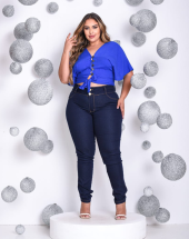 Calça Plus Size Jeans Skinny Lavagem Escura Atacado na Rua 44 Goiânia