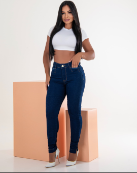 Calça Skinny Jeans Feminina Lavagem Escura