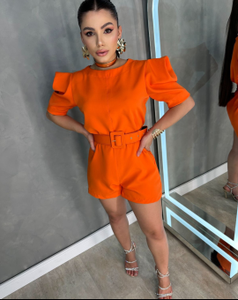 Conjunto Feminino Manga Bufante e Short