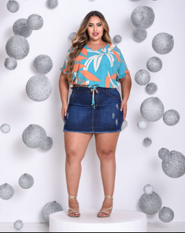 Short Saia Plus Size Lavagem Escura