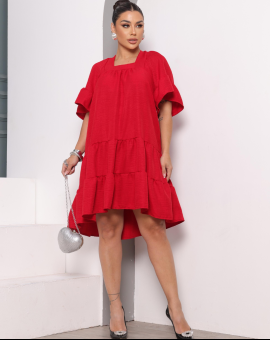 Vestido Curto com Babado Vermelha