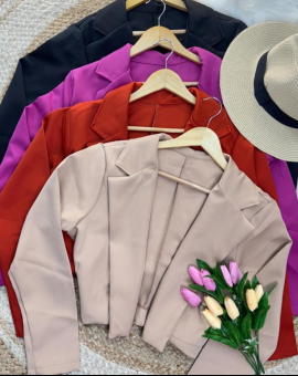 Blazer Feminino Tipo Cropped em Alfaiataria