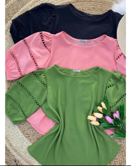 Blusa Básica Manga 3/4 Gola Redonda