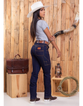 Calça Carpinteira Feminina Jeans Lavagem Escura Atacado na Rua 44 Goiânia