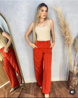 Calça de Alfaiataria Pantalona Cintura Alta