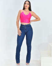 Calça Flare Jeans Cintura Alta Escura Atacado na Rua 44 Goiânia