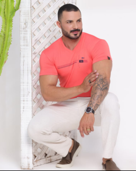 Camiseta Masculina Básica de Algodão