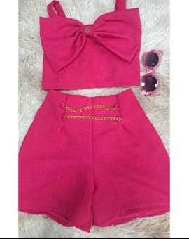 Conjunto Infantil em Alfaiataria Rosa Pink