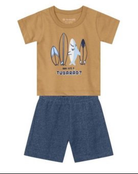Conjunto Infantil Short e Camiseta com Estampa