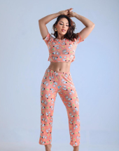 Pijama Feminino Cropped e Calça Estampado Atacado na Rua 44 Goiânia