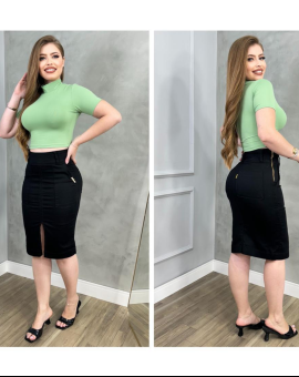 Saia Evangélica com Fenda Frontal Coladinha