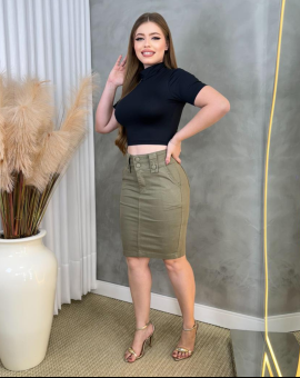 Saia Jeans Coladinha Evangélica