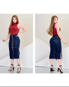 Saia Jeans Midi Evangélica Lavagem Escura