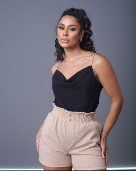 Short Clochard Bege com Bolso