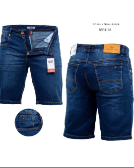 Bermuda Jeans Tommy Masculina Lavagem Escura
