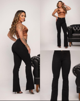 Calça Flare Preta Jeans Feminina