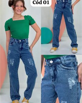 Calça Jeans Infanto Juvenil Wide Leg