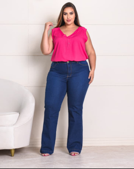 Calça Plus Size Jeans Lavagem Escura