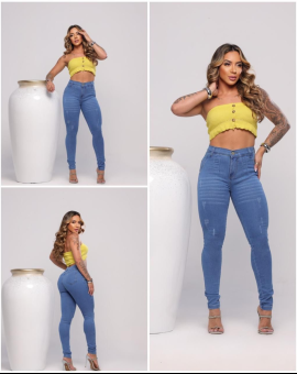 Calça Skinny Jeans Lavagem Clara