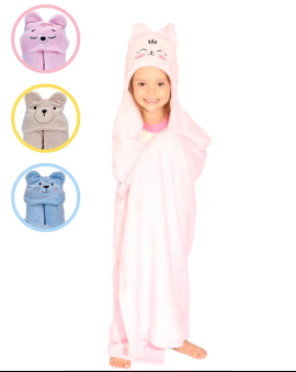 Cobertor com Capuz Infantil de Ursinho