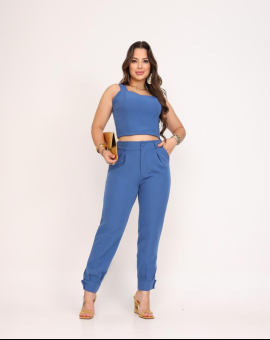 Conjunto de Alfaiataria Feminino Calça e Corpped